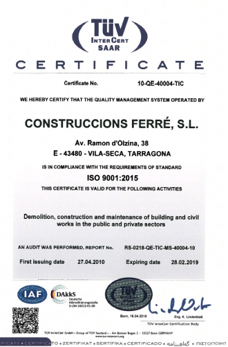 Certificado ISO 9001:2015